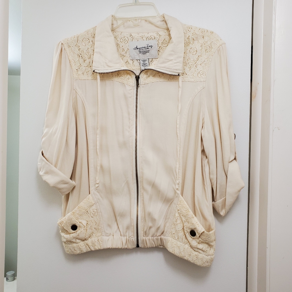 American Rag Santa Monica Egret Laced Jacket Large